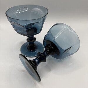 Vintage Lenox Dark Blue Wafer Stem Champagne Sherbet Glass Set